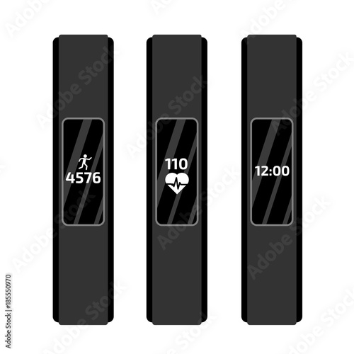 Fitness run tracker band. Sport bracelet or  wristband. Vector illustration.
