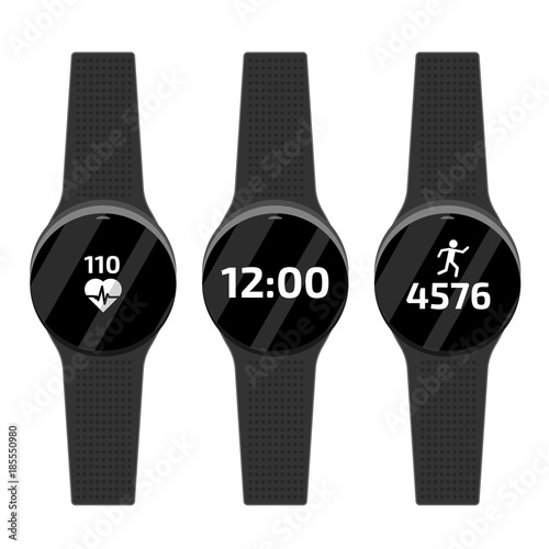 Fitness run tracker band. Sport bracelet or  wristband. Vector illustration.