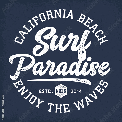 Surf Paradise California Beach - Tee Design For Print 