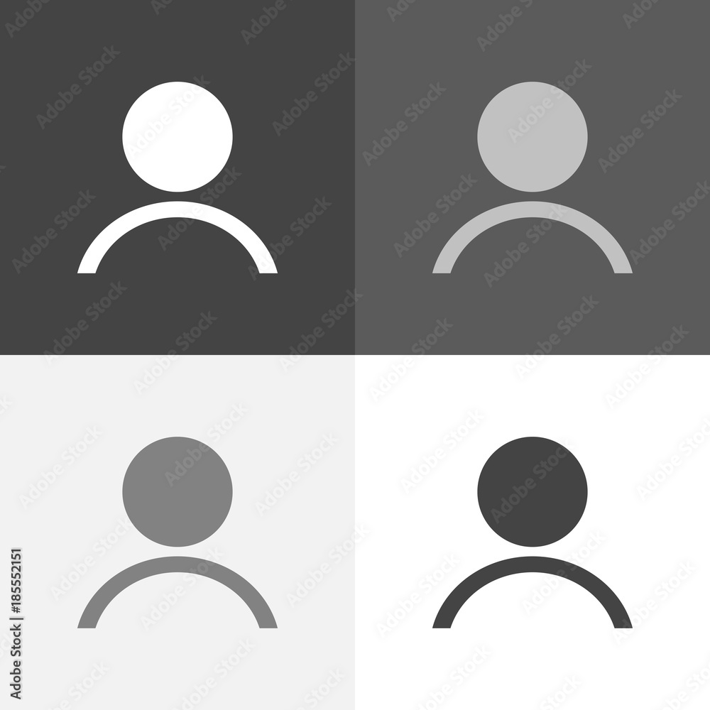 Vector image set of a person icon. People icon. Vector user icon on white-grey-black color. Vector image set of a person icon. People icon. Vector user icon on white-grey-black color.