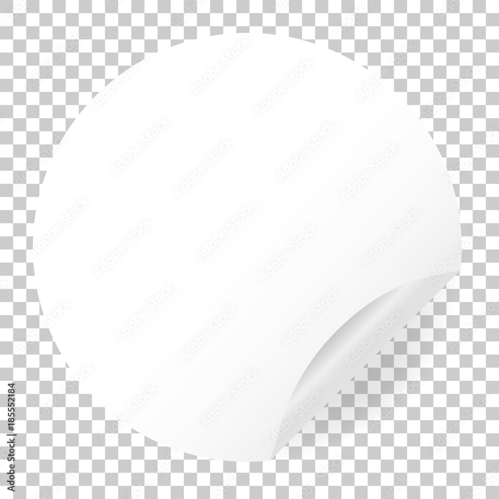 Blank empty white round sticker. Vector image with a turned edge. Promotional sticker on transparent background Blank empty white round sticker. Vector image with a turned edge. Promotional sticker on transparent background