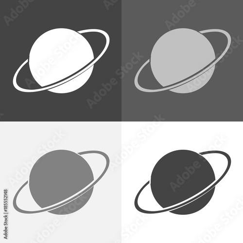 Vector image set of space. Planet Saturn Icon. Vector Saturn  icon on white-grey-black color.
