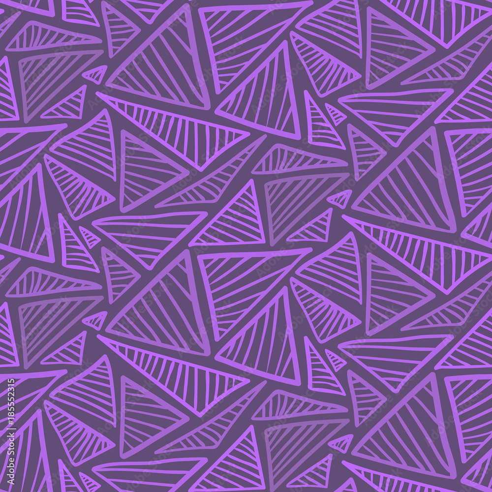 Doodle seamless pattern with dark ultra violet scribble triangles. Abstract fashion  purple trendy vector texture with hand drawn shapes for textile, wrapping  paper, surface, background, wallpaper Stock Vector | Adobe Stock