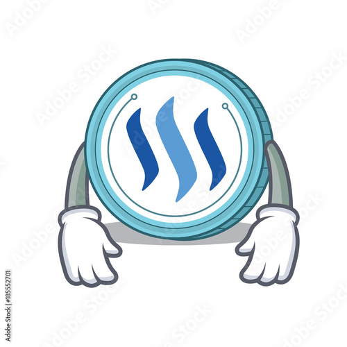 Tired Steem coin character cartoon