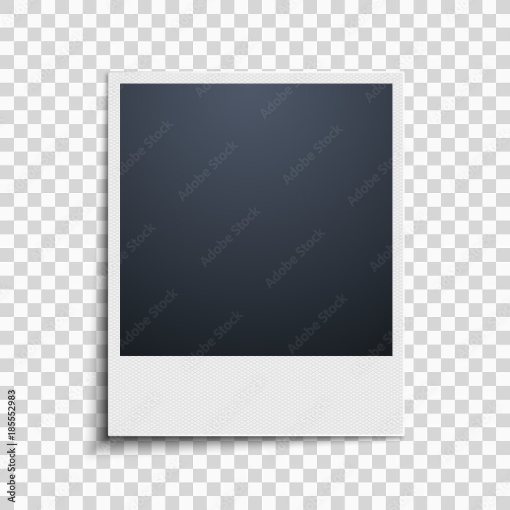 Polaroid on a transparent background. Photo frame. Grid pattern. Vector