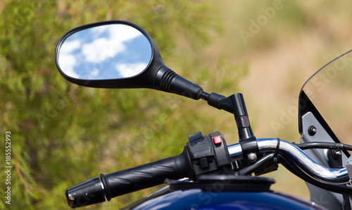 Mirror on a motorcycle as a detail