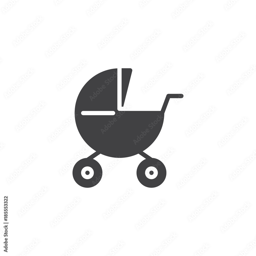 Baby carriages pram icon vector, filled flat sign, solid pictogram isolated on white. Stroller symbol, logo illustration. Baby carriages pram icon vector, filled flat sign, solid pictogram isolated on white. Stroller symbol, logo illustration.