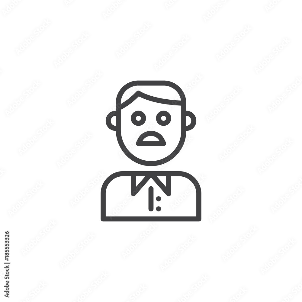 Moustached man line icon, outline vector sign, linear style pictogram isolated on white. Whiskered male symbol, logo illustration. Editable stroke