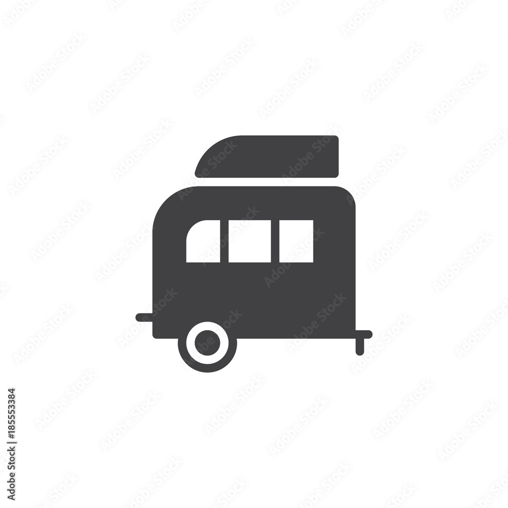 Caravan trailer home icon vector, filled flat sign, solid pictogram isolated on white. Mobile trailer house symbol, logo illustration. Caravan trailer home icon vector, filled flat sign, solid pictogram isolated on white. Mobile trailer house symbol, logo illustration.