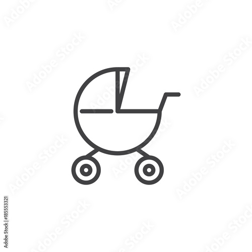 Baby carriages pram line icon, outline vector sign, linear style pictogram isolated on white. Stroller symbol, logo illustration. Editable stroke