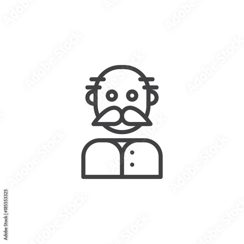 Grandfather line icon, outline vector sign, linear style pictogram isolated on white. Old man grandpa symbol, logo illustration. Editable stroke © alekseyvanin