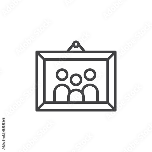 Family picture in photo frame line icon, outline vector sign, linear style pictogram isolated on white. Symbol, logo illustration. Editable stroke