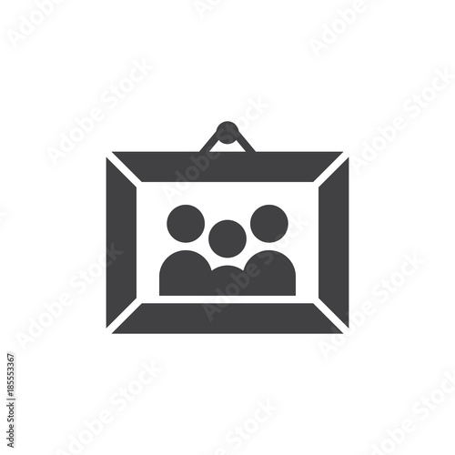 Family picture in photo frame icon vector, filled flat sign, solid pictogram isolated on white. Symbol, logo illustration.