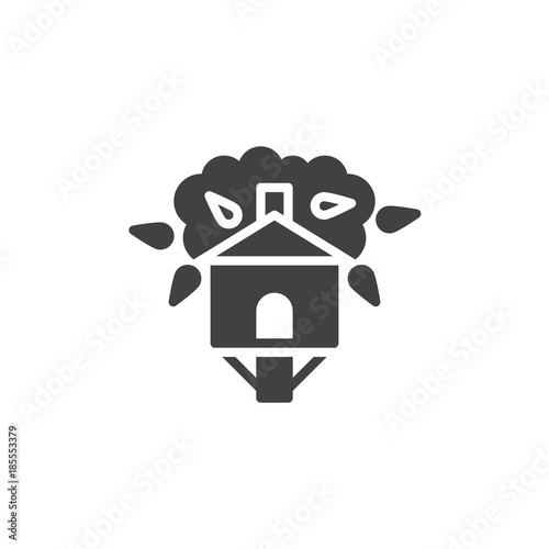 Treehouse icon vector, filled flat sign, solid pictogram isolated on white. House on tree symbol, logo illustration.