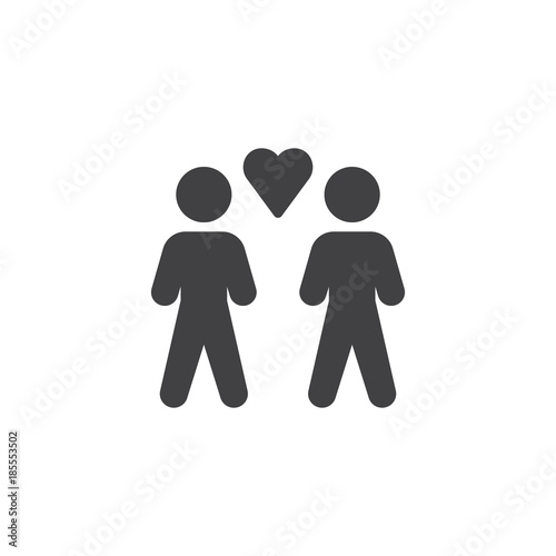 Loving gay couple icon vector, filled flat sign, solid pictogram isolated on white. Friends symbol, logo illustration.