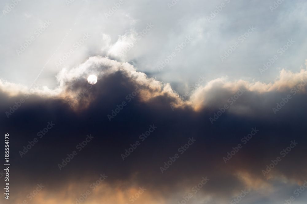 Industrial smoke closes the sun in the sky Industrial smoke closes the sun in the sky