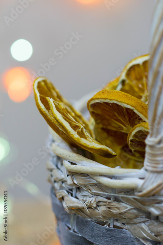 dry oranges in the basket photo