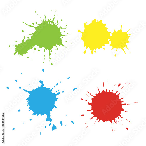 Set of paint spots of different colors, texture of paint spots