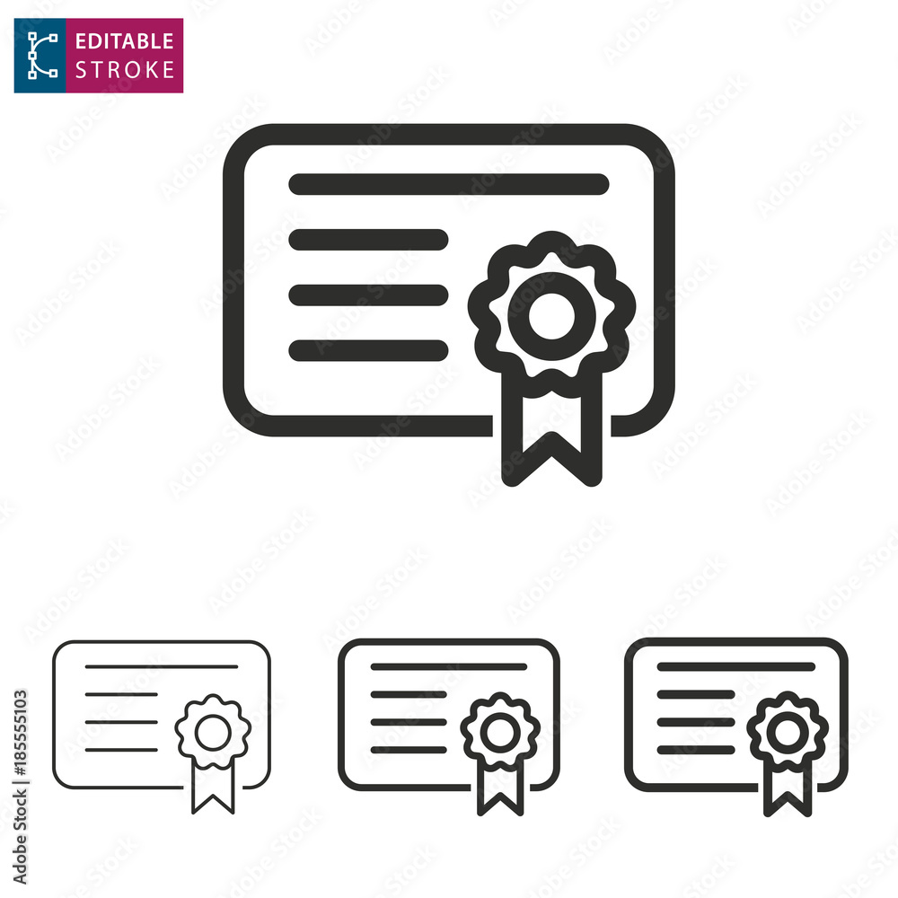 Certificate line vector icon. Editable stroke. Certificate line vector icon. Editable stroke.