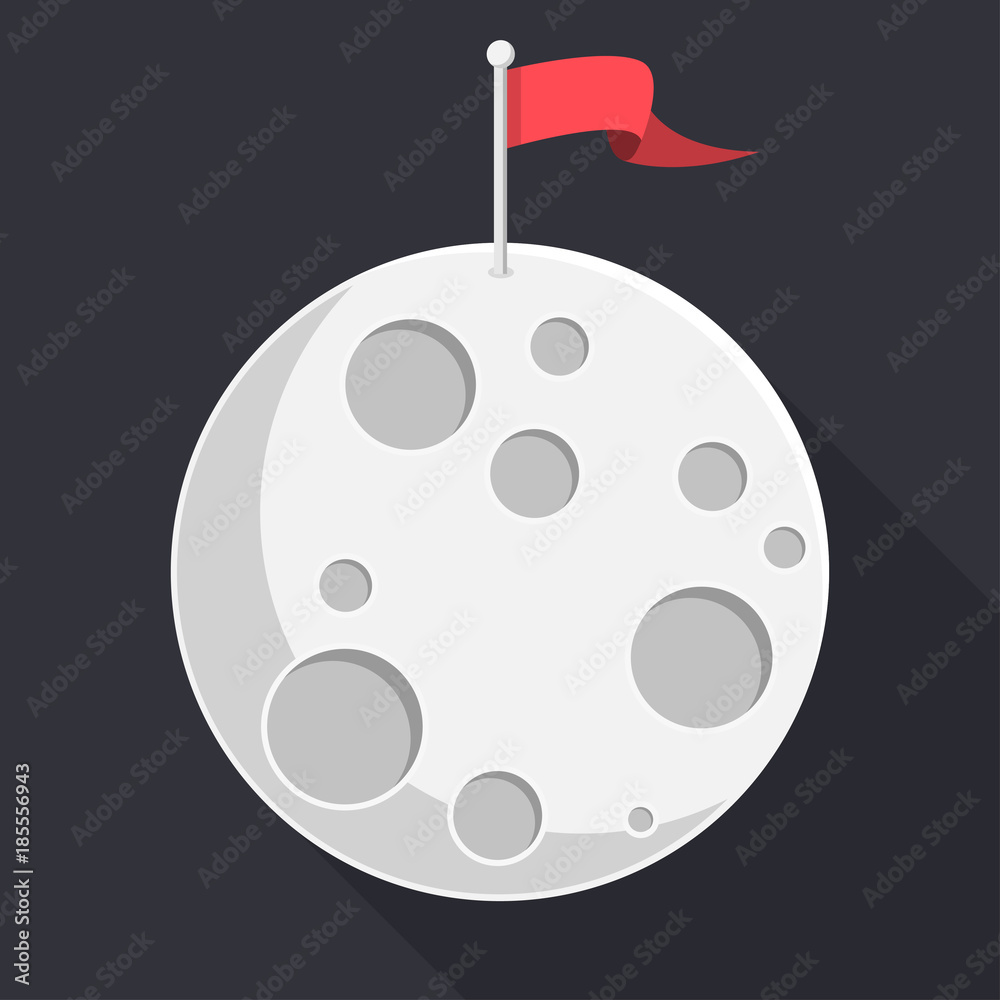 Obraz premium Mond mit Fahne Flat Design Icon