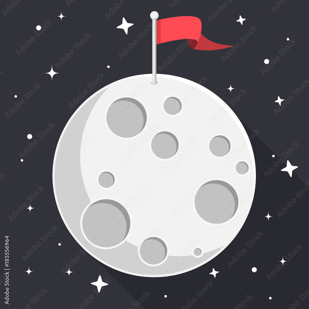 Naklejka premium Mond mit Fahne Flat Design Icon