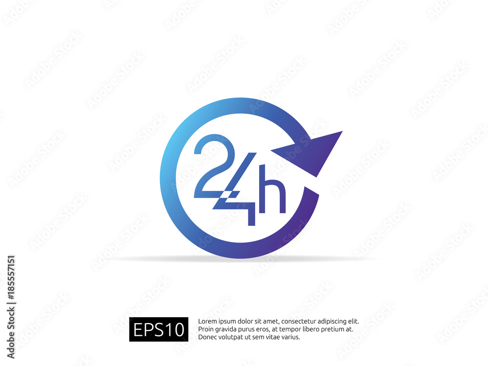 open 24 hours a day icon sign. isolated around circle symbol logo. open 24 hours a day icon sign. isolated around circle symbol logo.