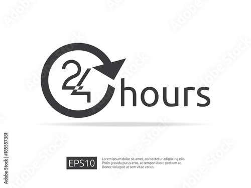 open 24 hours a day icon sign. isolated around circle symbol logo.