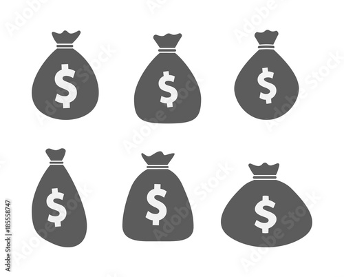 Moneybag icon set. Collection of money pouch iscons