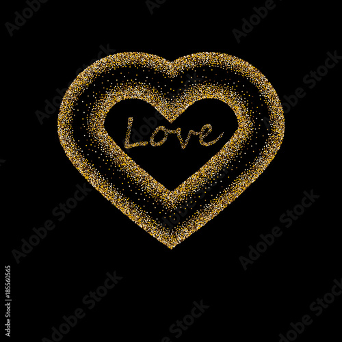 Creative Sparkling Heart made by Golden Glitter for Valentine s Day celebration or Love concept. photo