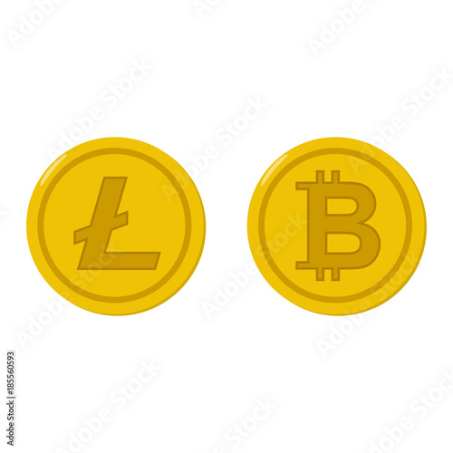 Bitcoin and litecoin coin icons set