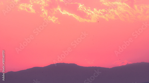 The silhouette of mountain landscape during sunset