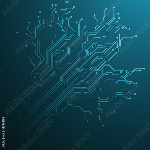 Vector abstract technology illustration with circuit board. High tech digital scheme of electronic device.