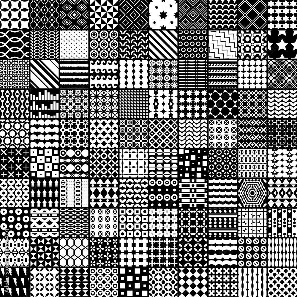 100 monochrome pattern. Endless texture for wallpaper, fill,  web page background, surface texture.