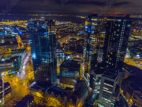 Aerial view of Night City Tallinn Estonia