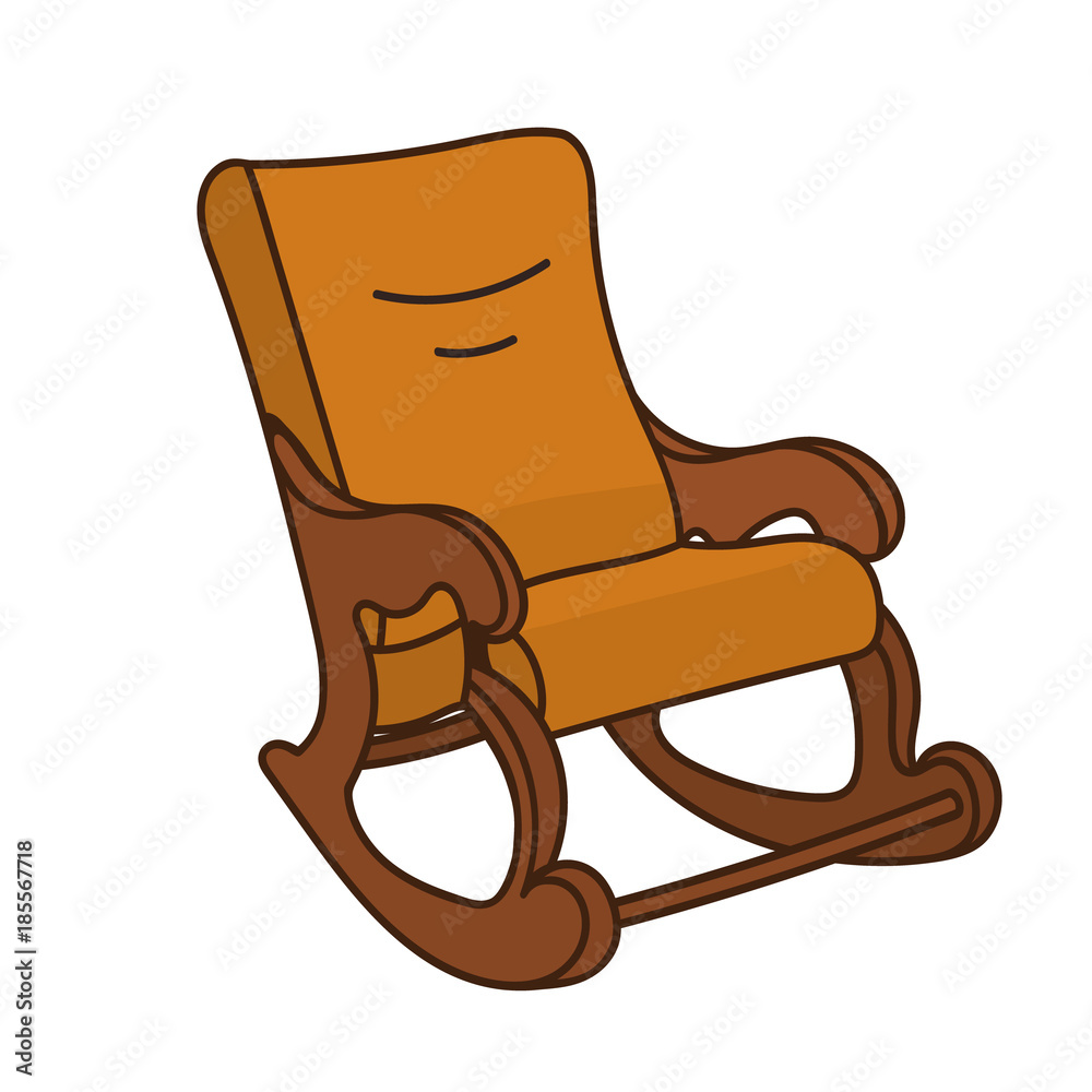 Cartoon object illustration - vintage rocking chair isolated on white  background. Rocking-chair vector sign. Rocking chair in flat style. Rocker  in minimal style, convenient, cozy chair image. Stock Vector | Adobe Stock