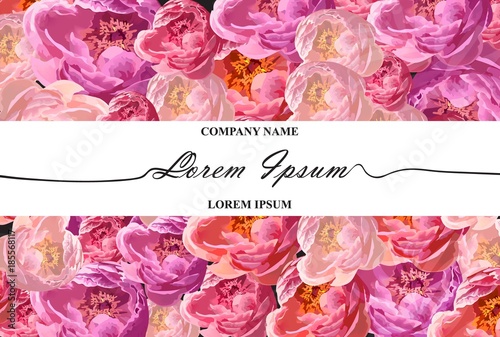 Brand card with watercolor peony flowers Vector floral illustrations design
