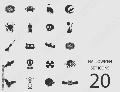 Fototapeta Naklejka Na Ścianę i Meble -  Halloween set of flat icons. Vector illustration