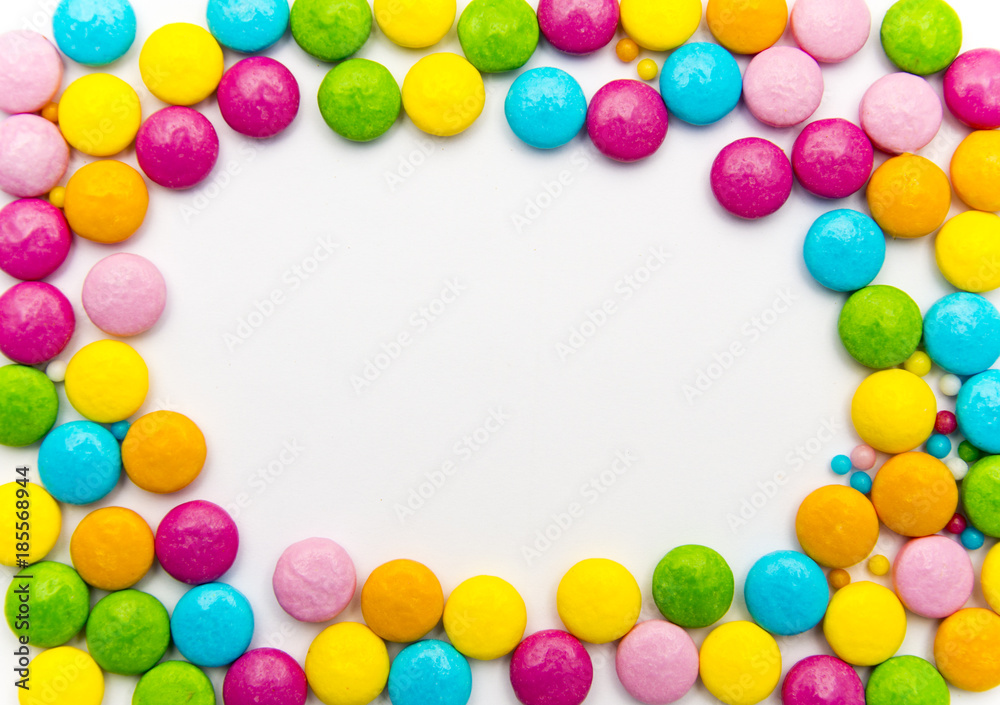 bright candy on a white background spread out in the form of a frame, bright candy on a white background spread out in the form of a frame,