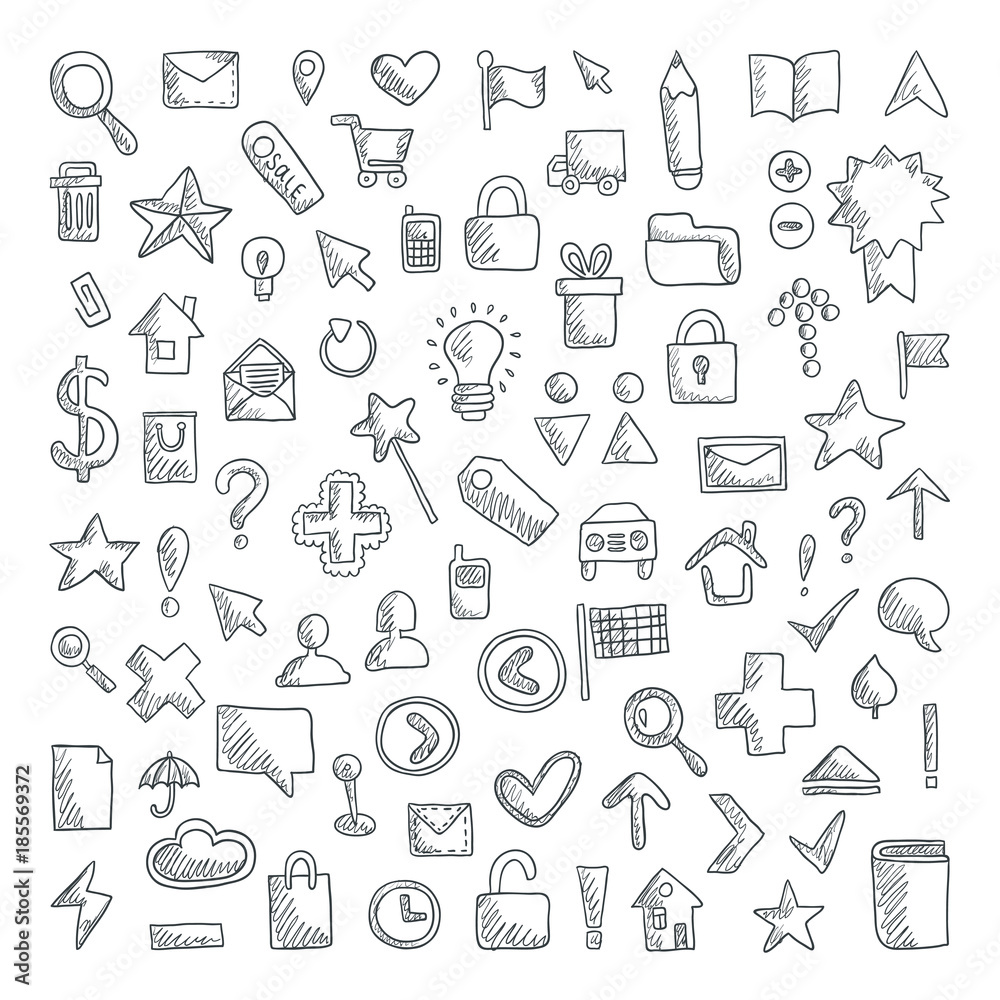 Vector Doodle Icons Set. Beautiful vector design. Vector Doodle Icons Set. Beautiful vector design.