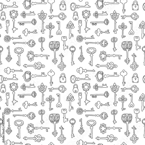 Seamless pattern with vintage keys. Can be used for textile, website background, book cover, packaging.