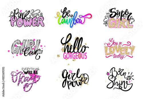 Glamorous Graffitti with Quotes Illustrations Set