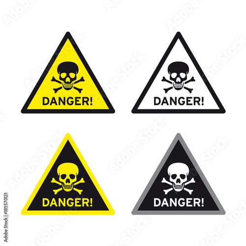Danger toxic poison sign set