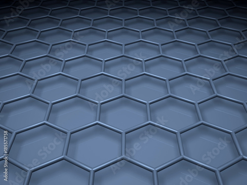 Blue hexagonal mesh structure. 3 d