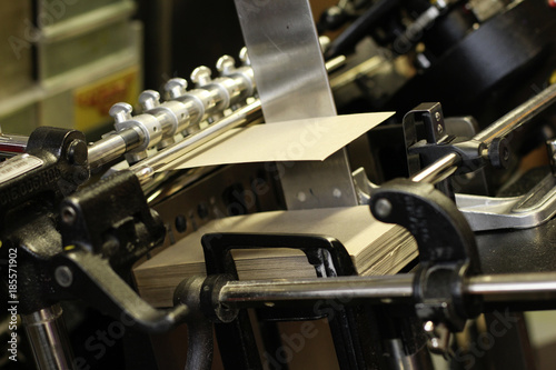 Old letterpress printing machine process photo