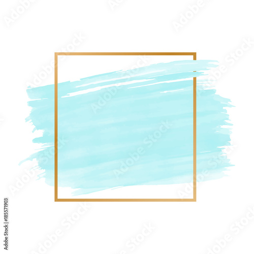 Vector frame with blue paint brush stroke. Design element for text or logo.