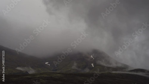 ICELAND –  2016 : Timelapse on a foggy day with clouds moving and amazing landscape in view