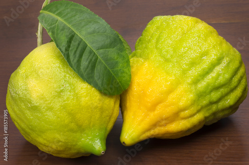 Citron in wood background  photo