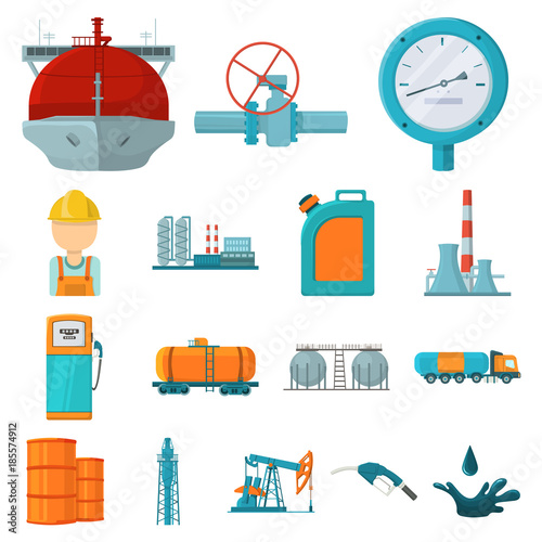 Oil industry cartoon icons in set collection for design. Equipment and oil production vector symbol stock web illustration.