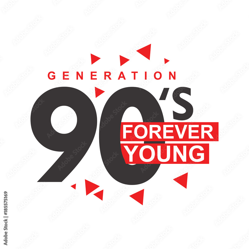 Økologi Blåt mærke Tyggegummi Generation 90's Forever Young Vector Template Design Stock Vector | Adobe  Stock