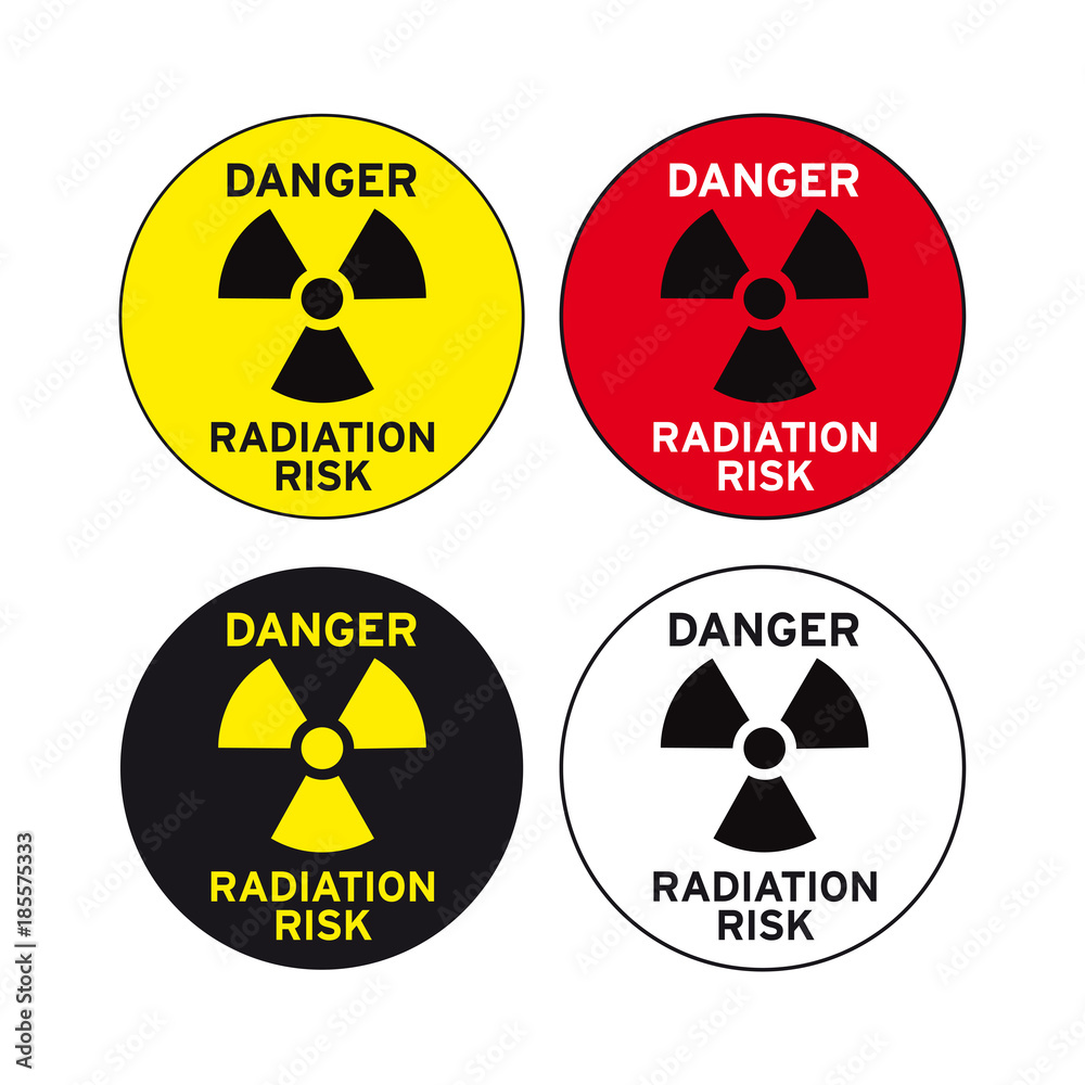 Obraz premium Radioactive risk nuclear danger sign set